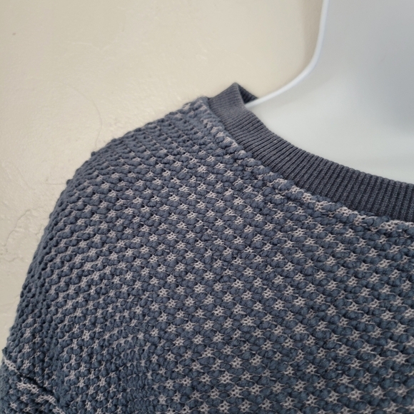 Marine Layer Women's XS Birdseye Textured Blue Long Sleeve Sweatshirt Top Ribbed - Picture 2 of 6